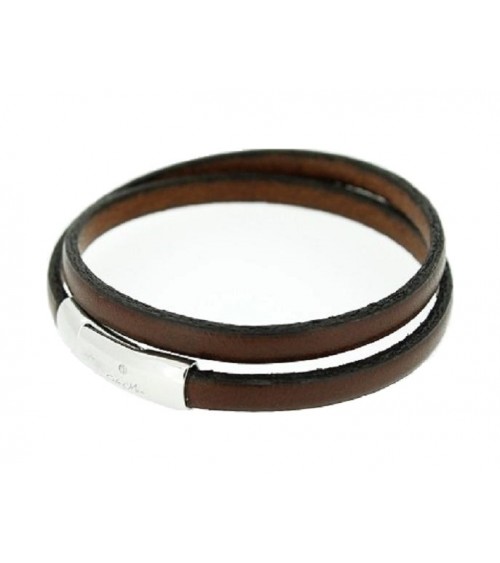 TRENDY MEN BRACELET CLIP BROWN LEATHER