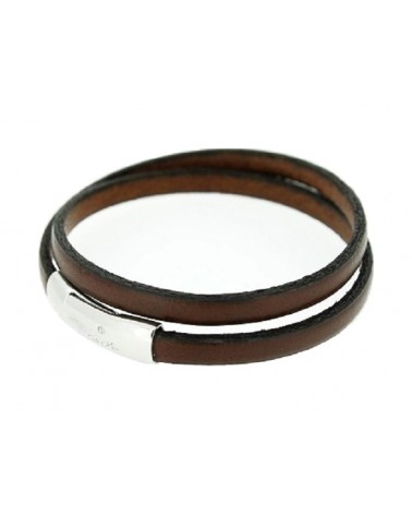 BRACELET CLIP CUIR MARRON HOMME TENDANCE