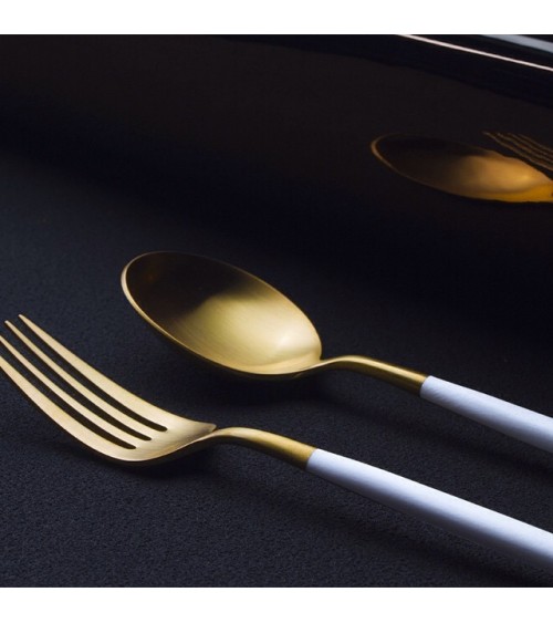 GOA WHITE & GOLD MATTE CUTLERY SET