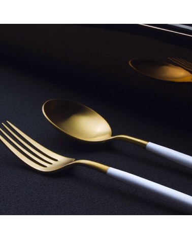 GOA WHITE & GOLD MATTE CUTLERY SET