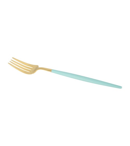 DINING FORK TURQUOISE & GOLD MATTE CUTLERY SET - CUTIPOL