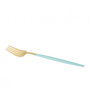 DINING FORK TURQUOISE & GOLD MATTE CUTLERY SET - CUTIPOL