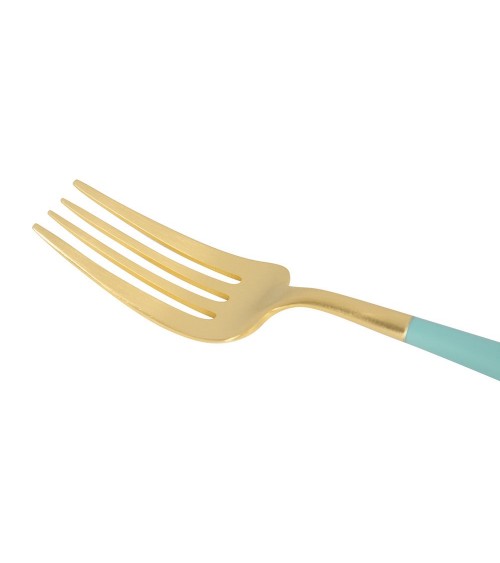 DINING FORK TURQUOISE & GOLD MATTE CUTLERY SET - CUTIPOL