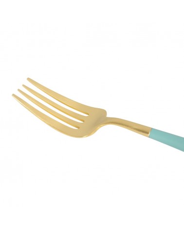 DINING FORK TURQUOISE & GOLD MATTE CUTLERY SET - CUTIPOL